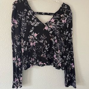 Floral, long sleeve, peplum top